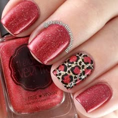 Red Shellac, Valentine Nail Design, Shellac Nail Designs, Pointy Nails, Valentine Nail, Leopard Nails