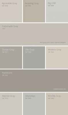 the different shades of gray paint are shown in this color palette, which is also available for