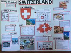 a bulletin board with pictures and information about switzerland