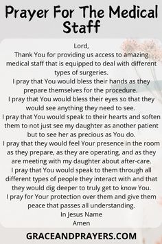 a prayer for the medical staff