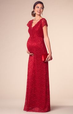 Red carpet ready, our Laura full length red lace maternity gown is a statement show stopper. Maternity Ball Gowns, Maternity Party Dress, Maternity Evening Gowns, Knee Length Evening Dress, Lace Maternity Gown, Dress For Pregnant Women, Beautiful Party Dresses, Party Dress Wedding, Tiffany Rose