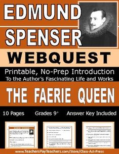 an orange poster with black and white writing on it that says, the faerie queen