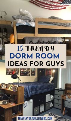 Dorm Room Ideas For Guys Dorm Room Ideas Guys, Male Dorm Room Ideas, Cool Dorm Room Ideas, College Dorm Room Ideas For Guys, Single Dorm Room, Lofted Dorm Beds, Dorm Room Ideas For Guys, Room Ideas For Guys, Guy Dorm Rooms