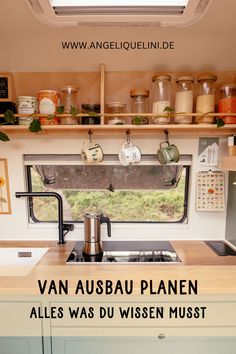 an rv kitchen with the words van ausau planen alles was du wissen must