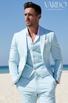 Monochromatic Suits For Men, 3pis Suit Men, Fitted Summer Tuxedo For Wedding, Summer Wedding Elegant Tuxedo, Elegant Summer Wedding Tuxedo, Bespoke Blue Wedding Tuxedo