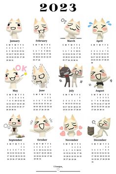 a calendar with cats on it for the new year