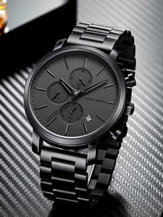 Hannah Martin Men's Multi-function Business Watch, Sports Style All Black Stainless Steel Casual Fashion Timepiece  Casual     Wrist Watches   Men Watches, size features are:Bust: ,Length: ,Sleeve Length: Teen Watches, Hannah Martin, Fossil Watches For Men, Style Sportif, Watch Photo, Fossil Watches, Sports Style, Black Stainless Steel, Sport Watches