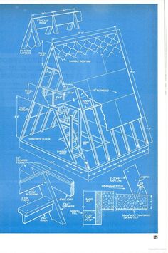 a blueprint drawing of a house with the roof and stairs in it's center