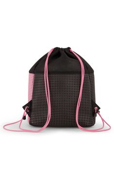 Kids can get ready for gym or adventure on the beach using this weather-ready drawstring bag that easily releases sand. The perforated material on the outside is designed specifically for adding embellishments like pins and charms for a totally personalized look. 13"W x 14"H x 6.5"D Drawstring closure Adjustable straps Water-resistant Lined Silicone/EVA/polyester Imported Sports Backpack In Mesh, Sports Mesh Backpack, Pink Mesh Travel Bag, Casual Mesh Bags For Outdoor Activities, Casual Pink Gym Bag For Outdoor, Rainbow Kids, Drawstring Bag, Drawstring Backpack, Embellishments