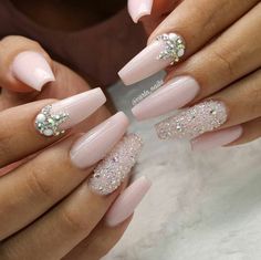 Bridal Nail Art, Nails Design With Rhinestones, Wedding Nails Design, Nail Art Wedding, Bride Nails, Ballerina Nails, Gel Nail Designs, Bridal Nails, Fabulous Nails