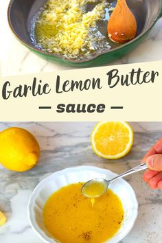 the ingredients to make garlic lemon butter sauce