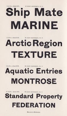 an advertisement for ship mate marine in black and white with the words, arctic region texture aquatic entries montrose standard property federal