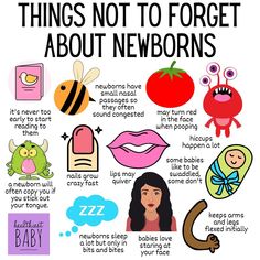 an image of things not to forget about newborns and newborns info poster