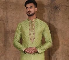 This Is The Finest Quality Silk Kurta Pajama Set With Set Suitable For India Wedding, Festivals And Social Gatherings * Fabric - Silk With Lining * Work Type - Fine Embroidery and Booti Work * Choice of Bottoms - Pant/ Churidar / Dhoti /Patiala Note For Perfect Fitting * Pls Check Your Body Chest Exact Measurement With Out Adding Any Space or Gap From Your Side * Kindly Mention Your Height While Placing The Order Pls Not - We can Also provide Jewellery, Shoe & Stole 🔺Disclaimer: Product Colour Kurta Pajama Wedding, Pajama Wedding, Wedding Kurta, Fine Embroidery, Men Kurta, Kurta Men, Indian Men, India Wedding