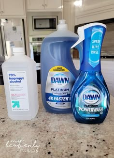 several different types of cleaning products on a counter