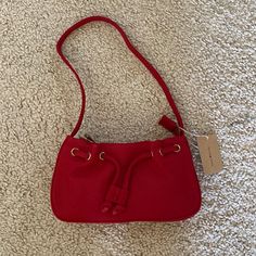 Red Canvas , Shoulder Bag With Looped Scrunch Detail And Zip Closure. All Accessories Are Final Sale. Fabrics: Measurements: 9.5" (24 Cm) Length, 2" (5 Cm) Width, 5" (12.5 Cm) Height Made In: China Casual Red Hobo Bag With Satchel Shape, Casual Red Hobo Bag Shaped As Satchel, Casual Red Satchel Hobo Bag, Casual Red Hobo Bag, Red Casual Shoulder Bag For Spring, Casual Red Shoulder Bag For Spring, Casual Red Hobo Bag With Zipper Closure, Casual Red Hobo Bag Pouch Style, Red Spring Bag With Zipper Closure