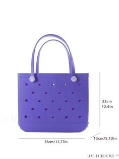 BagForLove - Waterproof Beach Bag: Stylish & Portable Tote for Outdoor Travel, Swimming, and Beach Product Description Color Purple Bag Size Medium Pattern Type Plain Type Top Handle Bag Material EVA Size Chart INCH CM Bag Length Bag Width Bag Height 13.8 inch 5.1 inch 12.6 inch Bag Length Bag Width Bag Height 35 cm 13 cm 32 cm Details Pictures Similar Products h2 { text-align: center; } /* æ¢è¡ */ li{ white-space: normal; word-break: break-all; word-wrap: break-word; } .red-box { width: 100%; display: flex; flex-direction: row; flex-wrap: wrap; justify-content: center; } .red-box > div { width: 190px; height: 250px; margin: 10px; } .red-box > div > a > img { width: 190px; height: 250px; } .size-box { width: 100%; margin: auto; white-space: nowrap; } .table { border-collapse: collapse; b Casual Plastic Travel Bags, Casual Travel Bag Made Of Plastic, Rectangular Beach Bag For Outdoor Use, Rectangular Outdoor Bag For Beach Season, Rectangular Outdoor Bags For Beach Season, Casual Outdoor Bags For Beach Season, Casual Outdoor Beach Bags, Casual Beach Season Outdoor Bags, Large Capacity Plastic Travel Bag