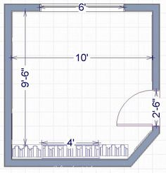 the floor plan for an indoor basketball court is shown in blue and has numbers on it