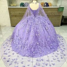 ANGELSBRIDEP Romantic Lavender Ball Gown Quinceanera Dresses With Cape 2025 Vestidos De xv Años Lavender Butterfly Quinceanera, Butterfly Quinceanera Dresses, Butterfly Quinceanera Dress, Quinceanera Dresses With Cape, Lavender Quinceanera Dresses, Lavender Quinceanera, Purple Ball Gown, Lavender Butterfly, Girls Ball Gown