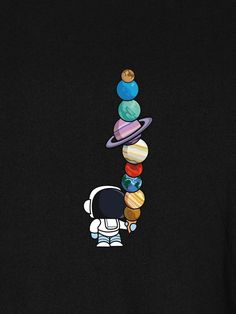 a black t - shirt with an image of saturn and the planets on it's chest