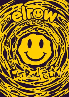 a yellow smiley face with the words below it