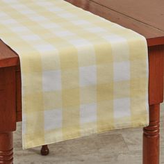 Enhance the beauty of your dining decor with our bold buffalo printed table runner in yellow. This sophisticated piece will add a stylish look to your table setting, while also providing protection to its surface from scratches and spills. Simply spread it lengthwise, centered across the table, and align your favorite decorative pieces for a quick and easy update. Gingham Table Runner, Yellow Table Runner, Buffalo Plaid Table Runner, Spring Table Runner, Table Runner Size, Yellow Table, Printed Table Runner, Yellow Gingham, Fox Decor