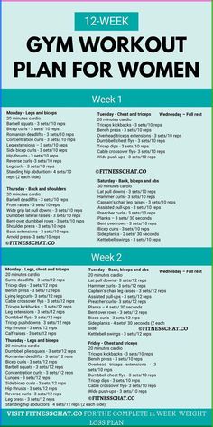 the gym workout plan for women is shown in blue and green colors, with an image of