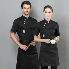 Chef Jackets Women, Chef Jackets Design, Chef Dress, Men Kitchen, Waitress Outfit, Waiter Uniform, Corporate Shirts, Fashion Dream Job, Restaurant Uniforms