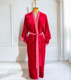 Reversible fine silk velvet robes from Vietnam. They are velvet on one side and silk on the other. They come in 2 sizes, S and L (check below for measurements) Long sleeve Adjustable strap Size Small: Chest width: 25" Sleeve length: 24" Length: 49" Size Large: Chest width 33" Sleeve length: 26" Length: 52" Margo Selby, Fine Bedding, Peacock Alley, Missoni Home, Quilted Duvet Cover, Sleep Pillow, King Quilt, Cotton Duvet Cover, Red Stripe