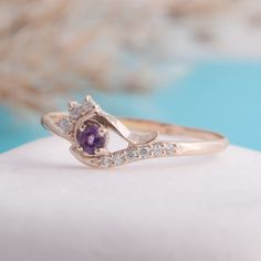 "Amethyst ring, Promise ring gold, Women ring gold, Dainty ring gold, Minimalist ring, Purple stone ring, Amethyst jewelry, Gold ring for her WE OFFER UNLIMITED PERIOD INSTALLMENTS PLAN This is a beautiful, stunning, feminine ring that works well for all occasions, styles, and ages. You will love it! Ring information Main stone: Amethyst Approximate size: 3.0mm Accent stone: Cubic zirconia Metal type: Gold Metal stamp: 14k solid gold Same ring with peridot - https://www.etsy.com/listing/24236383 Gold Amethyst Diamond Ring In Fine Jewelry Style, Yellow Gold Amethyst Open Ring For Promise, 14k Gold Amethyst Open Ring, Gold Amethyst Diamond Ring With Center Stone, Rose Gold Amethyst Birthstone Ring For Promise, Purple 14k Gold Promise Ring, Rose Gold Amethyst Birthstone Promise Ring, Gold Amethyst Diamond Ring, Purple Ruby Ring In 14k Gold