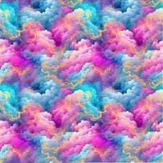 an abstract background with colorful clouds and swirls in pink, blue, yellow and green