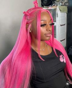 Pink Lace Wig, Birthday Hairstyle, Rose Texture, Frontal Wig Hairstyles, Birthday Hairstyles, Frontal Hairstyles, Pretty Hair Color, Hair Color Pink, Colored Wigs