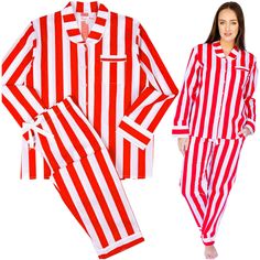 Red White Stripe Poplin Cotton Braddock pJ Set with Pockets & Piping Red And White Stripes, Pj Sets, Small Tops, Drawstring Waist, Piping, White Stripe, Red White, Red And White, Valentines