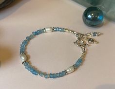 Delightful charm bracelet. Aqua Blue Jade Crystals by HelloYouLovely Jade Charm, Jade Crystal, Blue Jade, Dainty Bracelet, Jade Bracelet, Beaded Jewelry Patterns, Dainty Bracelets, Bracelets For Women, Dangle Charms