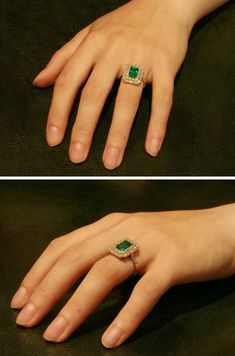 Colombian Emerald Ring, Smaragd Ring, Gold Rings Jewelry, Bridal Gold Jewellery Designs, Colombian Emeralds, Gold Earrings Designs