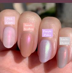 Iridescent Opal Chrome Nails, Short Nail Designs Iridescent, Clear Irridescent Nails Acrylic, Sheer Iridescent Nails, Soft Pink And Gold Nails, Nail Ideas Iridescent, Iridescent Lavender Nails, Irredescent Nails Light Pink, Irredescent Pink Nails