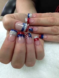 Attractive Nails, Unghie Nail Art, Fourth Of July Nails, Fingernail Designs