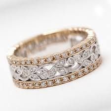 two tone gold and white diamond wedding bands