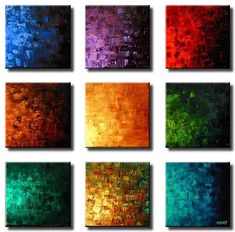 nine different colors of paint are shown in this painting printable canvas wall art set