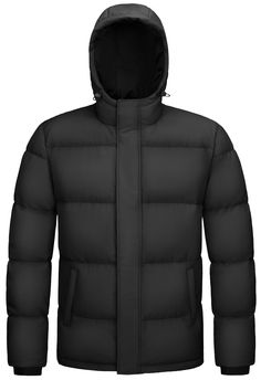 PRICES MAY VARY. Fabric: Made of water-resistant and high density polyester outer layer and lining to keep you dry and prevent down leakage. Duck Down & Warm: Our puffer jackets are filled with 85% duck down and contain about 5.5oz/157g (Size M) of duck down to keep you warm in the freezing winter. Designs: The unremovable hood is windproof and comfortable; full zip placket and ribbed cuffs to reduce heat loss. 3 Pockets: 2 zipper side pockets and 1 zip inner pocket for storage and warmth. Occas Solid Winter Puffer Jacket For Outdoor Activities, Solid Puffer Jacket For Winter Outdoor Activities, Solid Color Winter Puffer Jacket For Outdoor Activities, Hooded Outdoor Puffer Jacket, Hooded Puffer Jacket For Outdoor, Cold Weather Techwear Hooded Jacket, Black Hooded Windproof Puffer Jacket, Winter Outdoor Puffer Jacket With Adjustable Hood, Cold Weather Windproof Solid Outerwear