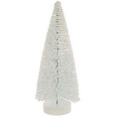 a white plastic christmas tree on a stand