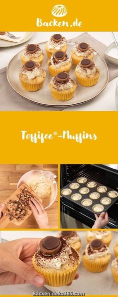 a collage of photos showing different types of cupcakes and muffins