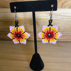 Beautiful Handmade Huichol Earrings, From Mexico. Lightweight And Chic! The Perfect Complement To Any Outfit! Huichol Earrings, Small Hands, Boutique Jewelry, Orange Pink, Seed Bead, Pink Orange, Color Orange, Orange Color, Seed Beads