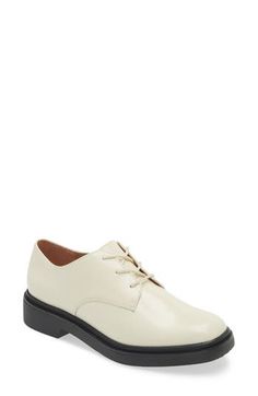 Classic and versatile, this wardrobe-staple leather derby is updated with a plain, square toe and a rubber tread for traction across all your looks. Lace-up style Leather upper and lining/rubber sole Imported Derby Shoes, Up Styles, Flat Shoes Women, Wardrobe Staples, Derby, Rubber Sole, Leather Upper, Vanilla, Nordstrom