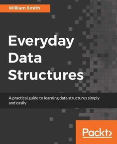 the book cover for everyday data structures, with an orange background and black squares