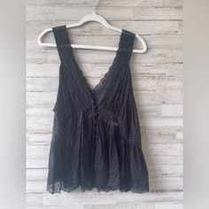 Black Forever 21 Lace Top, Size Ox, Never Worn, Tag Still Attached Summer Black Daywear Tops, Forever 21 Black Summer Blouse, Forever 21 Bohemian Sleeveless Top, Sleeveless Tops For Date Night From Forever 21, Thank Me Later, Tops Black, Forever 21 Tops, Ox, Lace Top