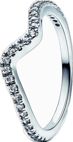 Modern Silver Cubic Zirconia Stackable Rings, Modern Silver Stackable Rings With Cubic Zirconia, Modern Silver Half Eternity Jewelry, Modern Silver Jewelry With Half Eternity Detail, Wave Ring, Ring Size Guide, Types Of Metal, Sparkle, Ring Size