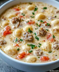 Creamy Parmesan Italian Sausage Soup Garlic Sausage Soup, Soup Recipes With Ground Sausage, Soup And Sandwich Party Ideas, Italian Sausage Soup Recipes, Clean Soups, Turkey Italian Sausage, Lemon Truffles, Sausage Parmesan, Parmesan Soup