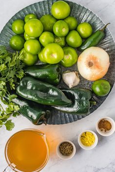 green peppers and other ingredients on a plate