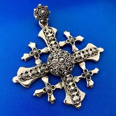 * Israel 925 Sterling Silver Jerusalem Cross Religious Etruscan Statement Pendant * Length: 3-1/8" including the bale * Width: 2-5/8" * Weight: 42.8 g * Marked: Jerusalem*925 * Chain is not included but can be purchased for an additional cost * Condition: Great * S1017    Exported By ExportYourStore :) Statement Pendant, Sterling Silber, Favorite Jewelry, Beauty Book, Etsy Accessories, Accessory Gift, Gift Card, Display Homes, 925 Sterling Silver